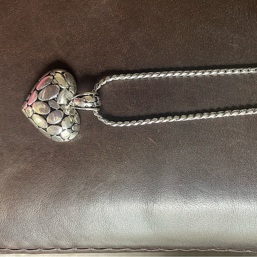 Silver tone heart necklace